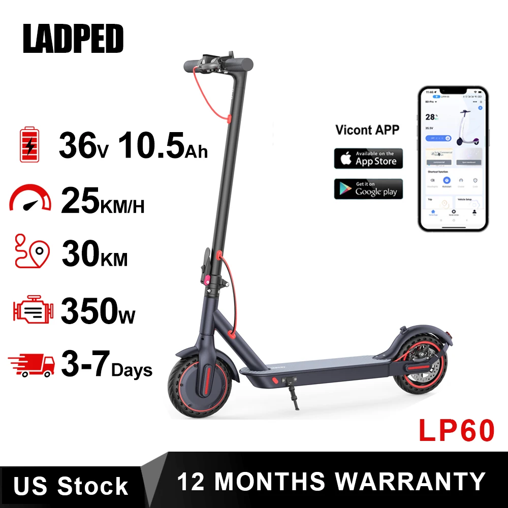 LP60 Electric Scooter 350W 25km/h APP Smart Control Scooter 8.5inch tire Folding Electric Scooter 30KM Max Range for Adult