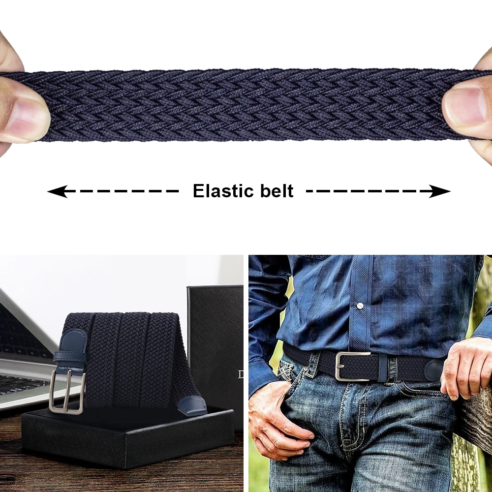 Cintura da uomo in tela da esterno cintura da uomo con fibbia ad ardiglione lavorata a maglia Casual cintura tessuta di design di lusso elastico universale per Jeans da donna