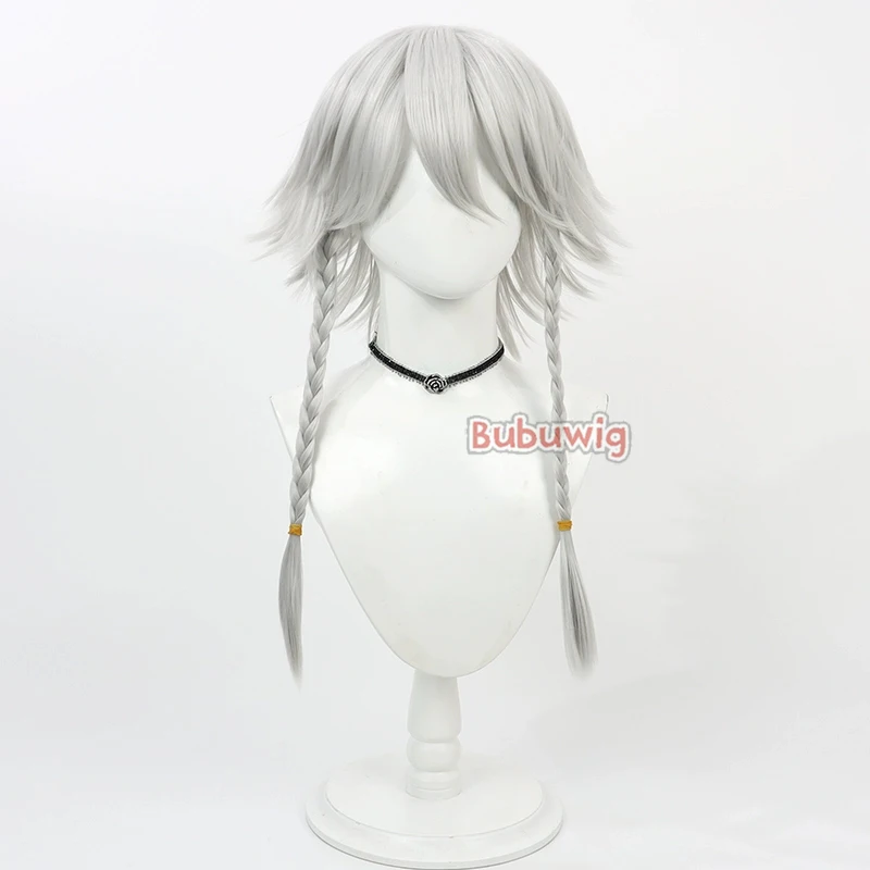 Bubuwig pelo sintético Sakuya Izayoi pelucas de Cosplay Touhou Sakuya Izayoi juego de rol peluca larga recta plateada blanca resistente al calor