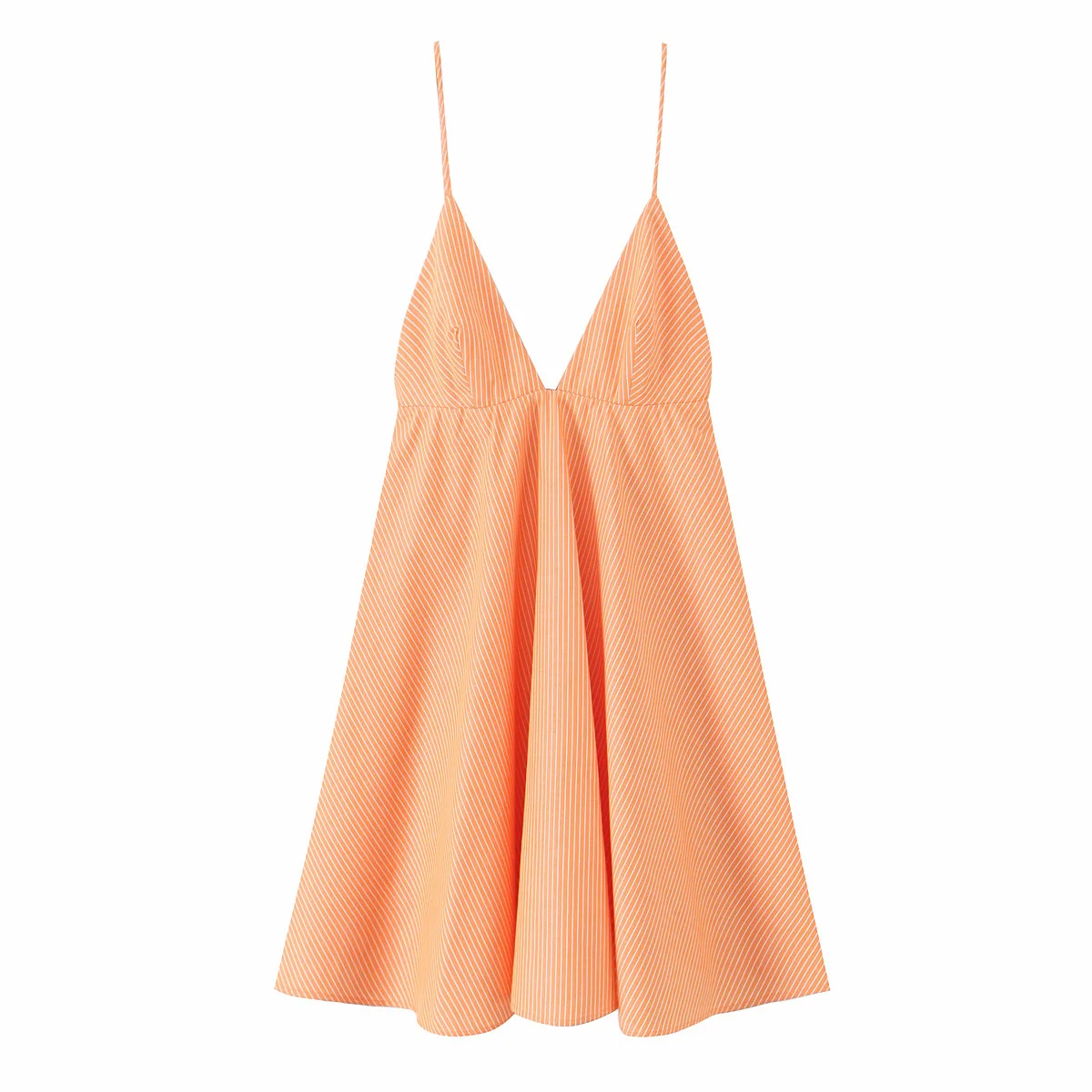 

Women's New Fashion slim backless striped wide swing mini dress retro sleeveless Thin shoulder strap women's dress