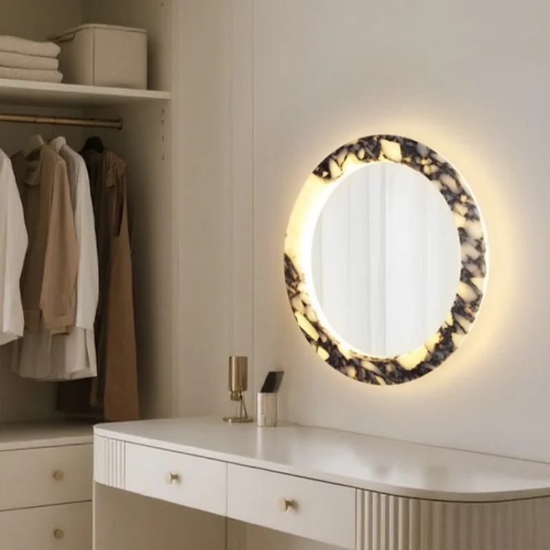 Bulgari Marble Mirror LED Light Wall Mounted Corridor Bedroom Washbasin Luxurious High-End Design Dressing Room Lighting