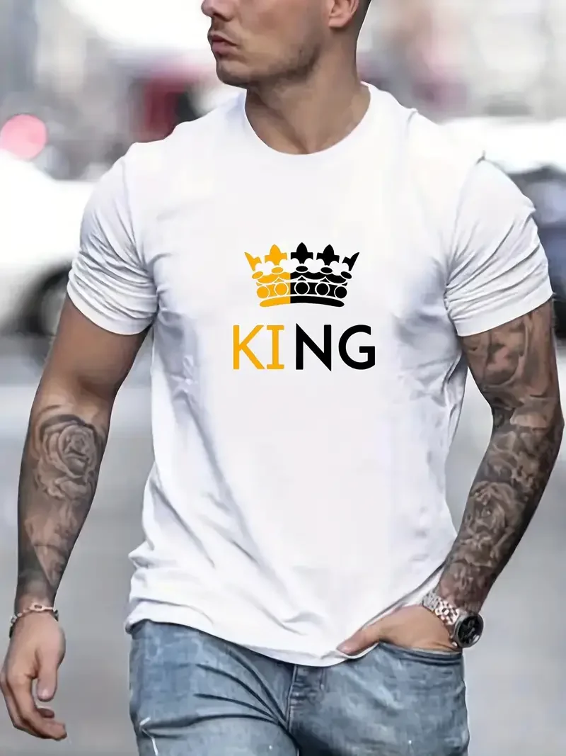 

Men's Clothing Graphic T-shirt With K-KING Print Oversize Summer Tops Funny 100% Cotton Streetwear Y2k Vintage Casual