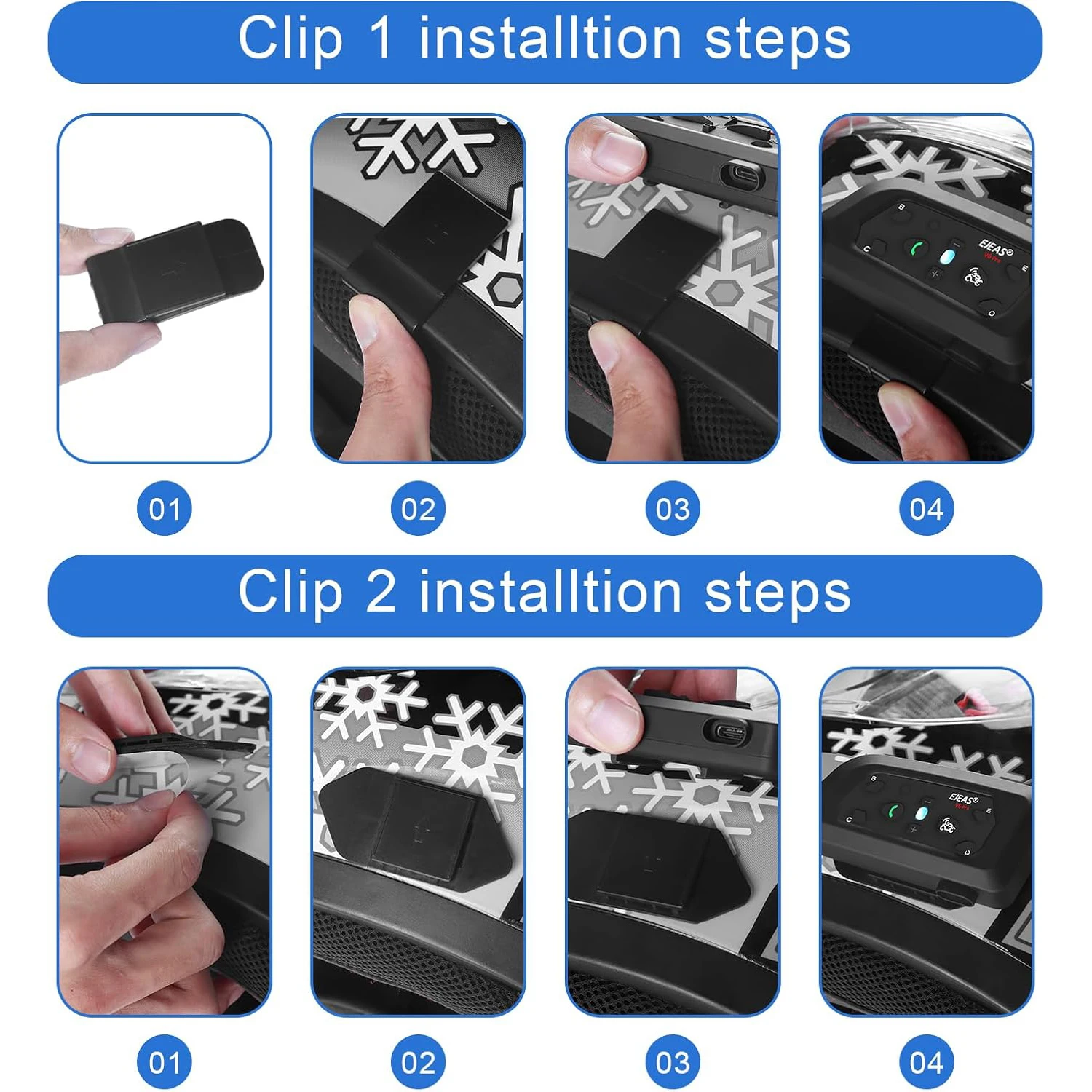 EJEAS V6 PRO+ Motorcycle Helmet Intercom Mounting Clip Double-Sided Tape Base EJEAS V4 PLUS/Q8/Q7/V7