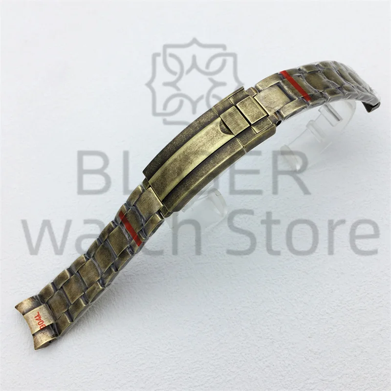 BLIGER 20mm 904L bracelet Solid Stainless Steel Bronze Watch Band Folding Buckle Mens Strap Fit 40mm 41mm case