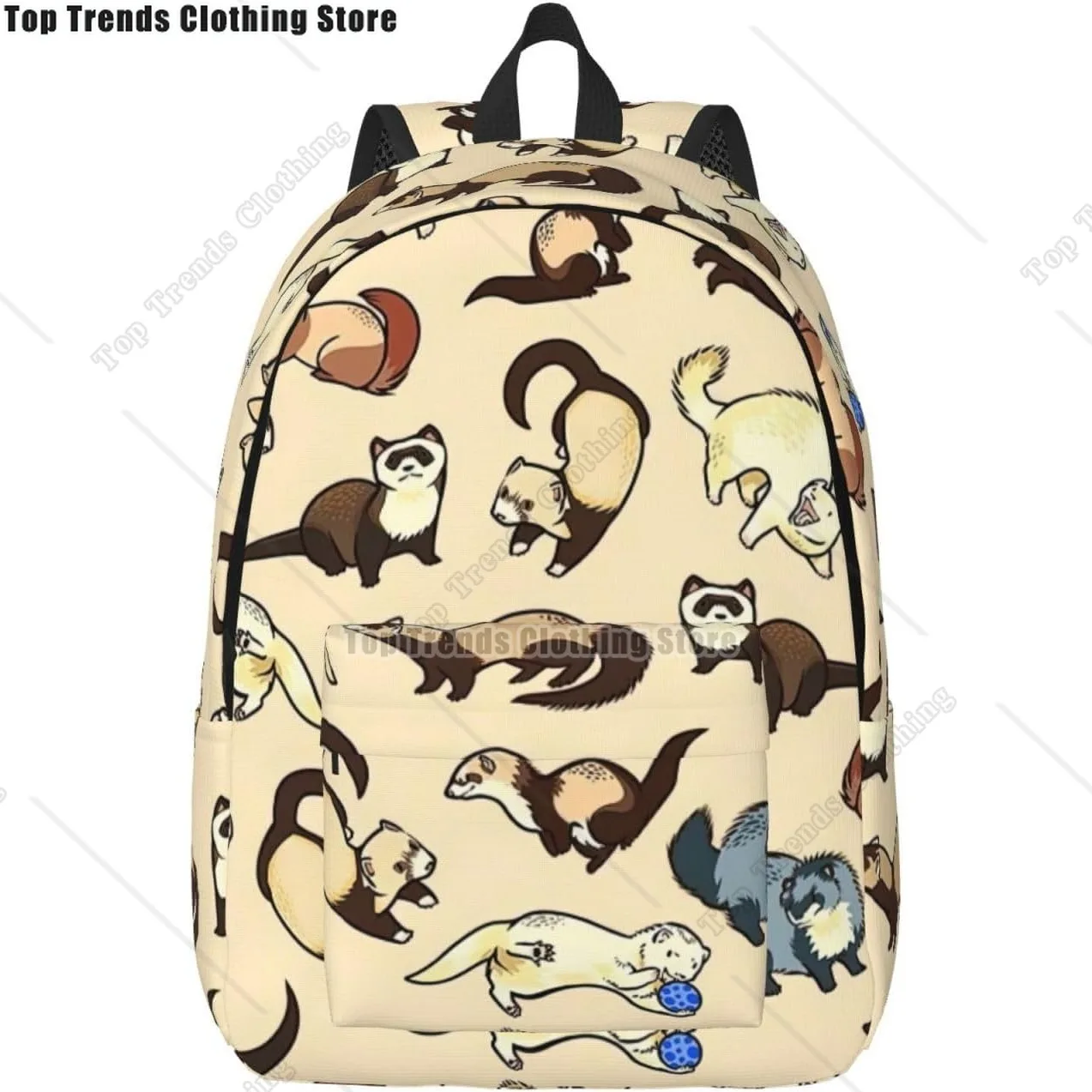 Hairy Ferret Print Large Backpack Casual Laptop Backpack Computer Bag Travel Daypack For Women Men