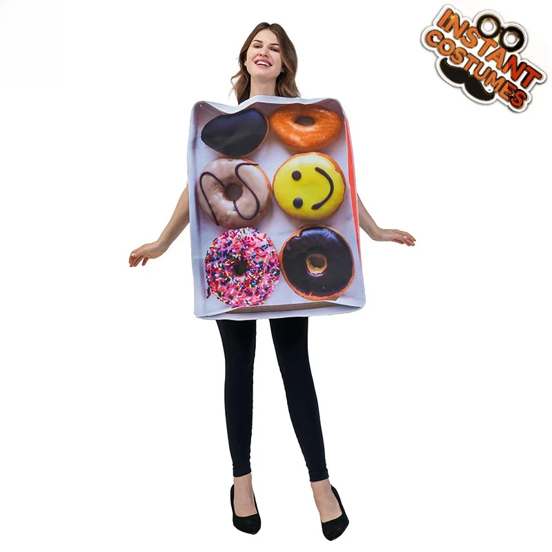 زي الدونات المضحك للهالوين للبالغين والأطفال والرجال والنساء، أداء كوسبلاي بار من البوليستر عالي الجودة #5