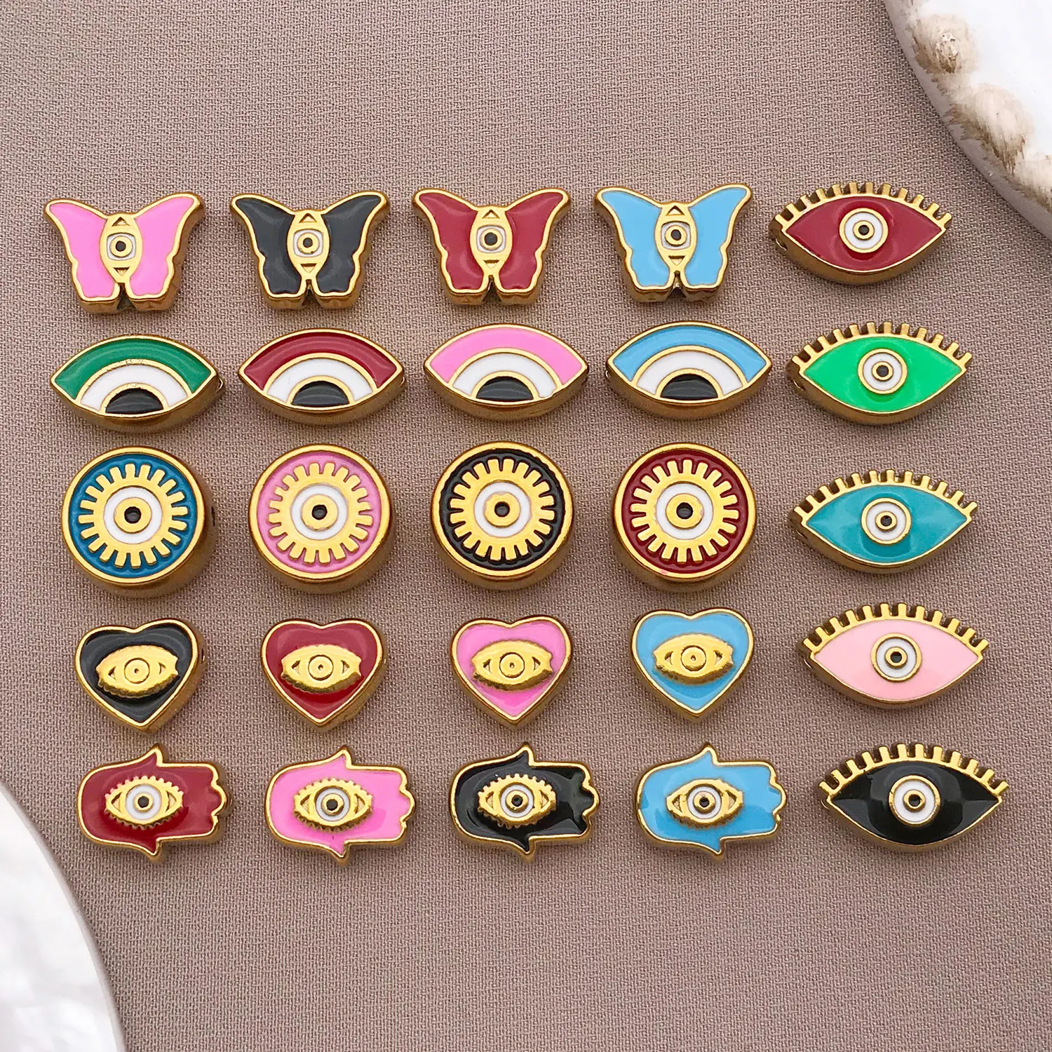 3 قطعة بوهيميا نمط عين الشر سحر الخرز المستديرة صنع قلادة سوار مصمم مجوهرات المينا العين الزرقاء DIY بها بنفسك الاكسسوارات الحرفية