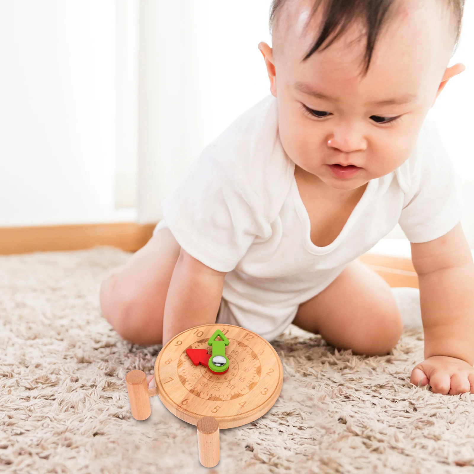 นาฬิกาไม้เสริมพัฒนาการเรียนรู้เรื่องเวลา ของเล่นเสริมสร้างการเรียนรู้สำหรับเด็ก นาฬิกาสีสันสดใส ของเล่นนาฬิกาสร้างสรรค์ 1 ชิ้น