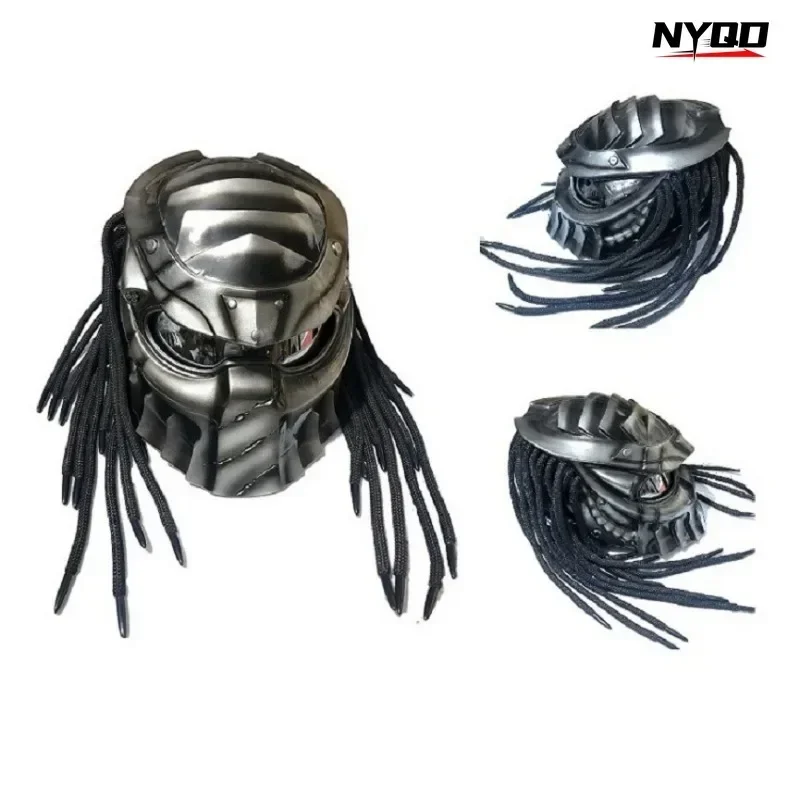 Casco de motocicleta Retro Iron Blood Warrior Predator todoterreno casco de cara completa certificado DOT ECE hombres casco personalizado Moto