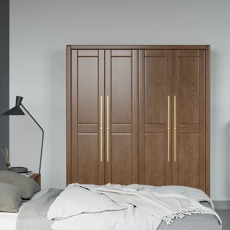 

Nordic ash modern all-solid wood sliding door wardrobe four-door luxury Hu Taotao home bedroom wardrobe