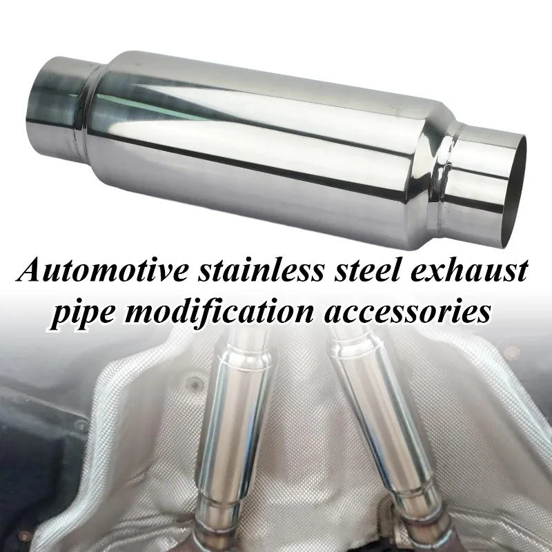 Universal Car Exhaust Tip Muffler Stainless Steel Polished Silver Tail Pipe Finisher Sound Enhancement Styling Accessories Parts