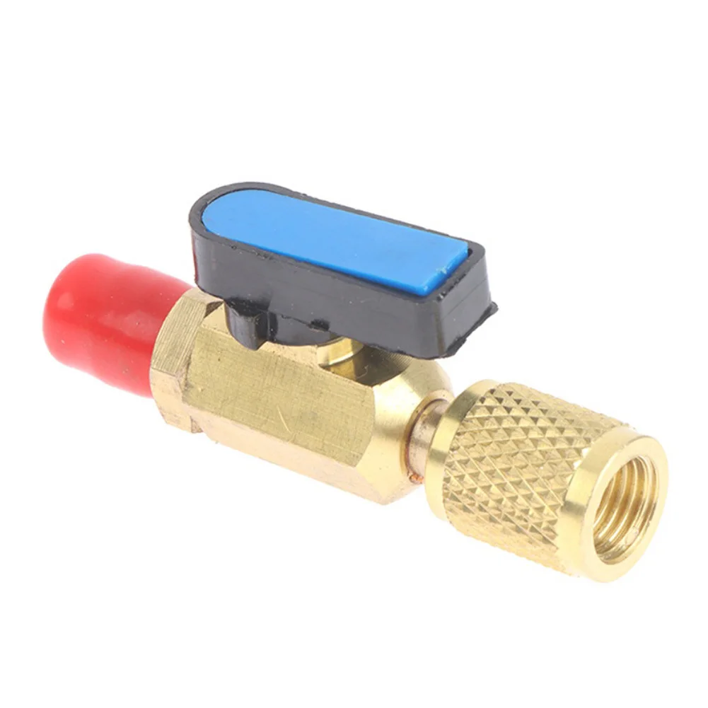Charging safety valve ball valve made from brass and ABS for HVAC manifold accessories fitting 14 SAE filling pipes