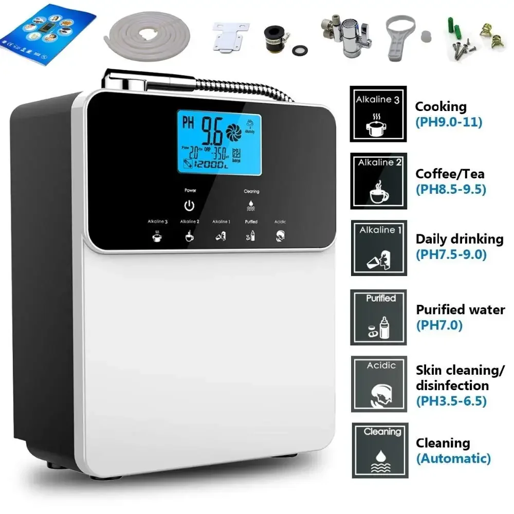 Self cleaning SMPS 210W 11 plates larger titanium with platinum coated plate kangen water machine alkaline water ionizer OEM