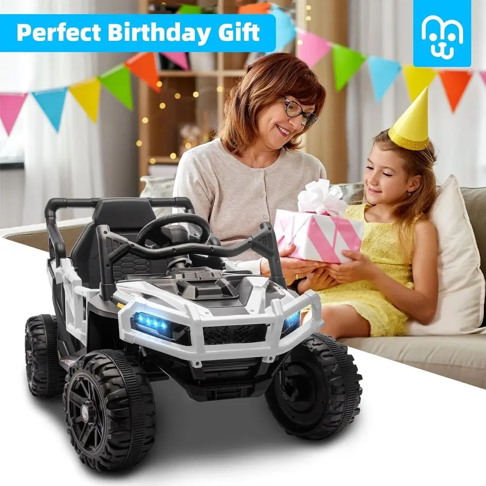 รถบรรทุกเด็กขับเคลื่อนด้วยแบตเตอรี่ 24V พร้อมรีโมทคอนโทรล มอเตอร์คู่ 55 วัตต์ ความเร็วสูงสุด 4 ไมล์ต่อชั่วโมง รถออฟโรด UTV พร้อมระบบเสียงบลูทูธ ระบบกันสะเทือนเพื่อความปลอดภัย