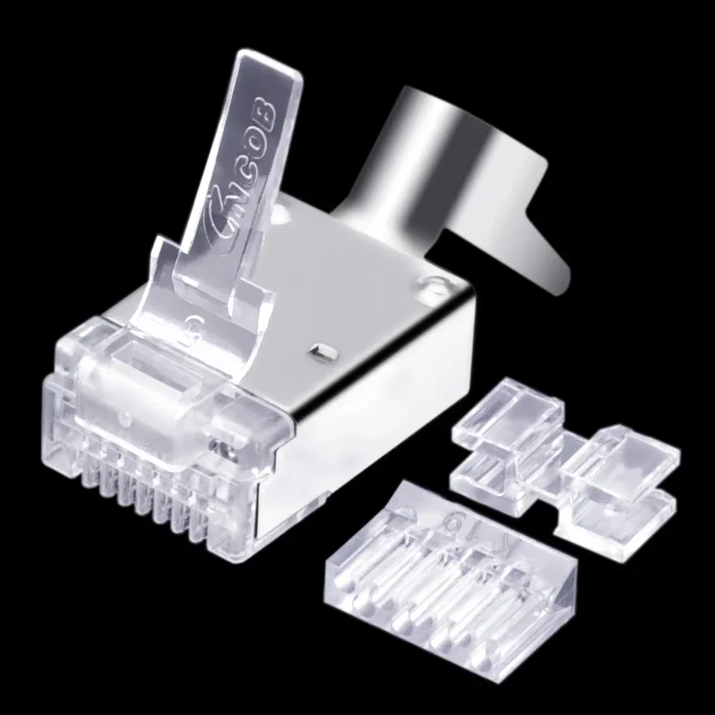 Connettori CNCOB Cat6 RJ 45 FTP, estremità cavo di rete Gigabit 8P8C con spina modulare in cristallo Ethernet RJ45 in tre pezzi