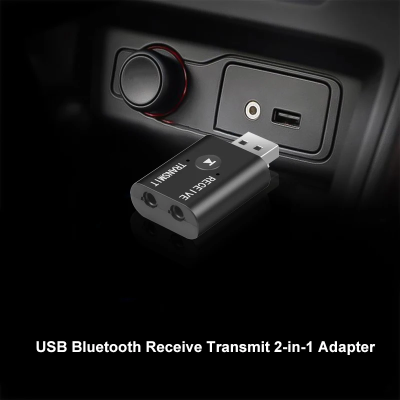 2 in 1オーディオ受信機送信機,Bluetooth 5.0,オーディオアダプター,デュアル機能,USB,車のスピーカー,ヘッドフォン用