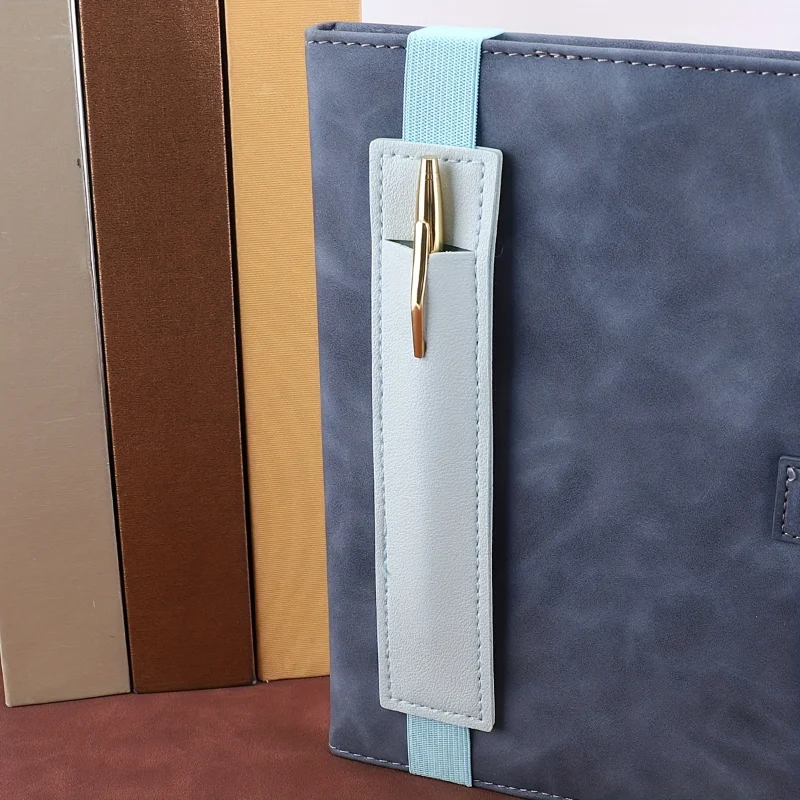 Fashion PU Leather Pencil Case with Secure Strap That Can Be Attached To Books and Notebooks Multifunctional Portable Pen Bags