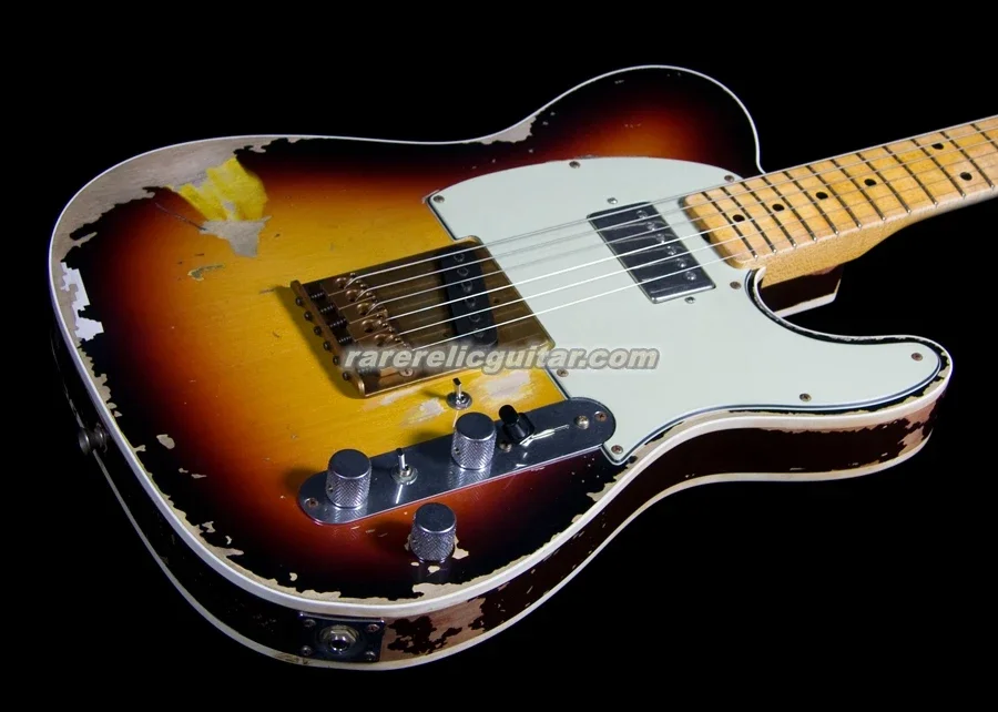 

Masterbuilt Andy Summers Relic 3-Color Sunburst Electric Guitar Alder Body Humbucking Neck Pickup rusty hardware