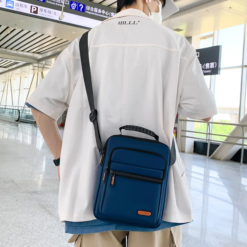 Picture 4: Men's casual business briefcase, waterproof nylon handbag, multi-layer pockets, single-shoulder crossbody bag