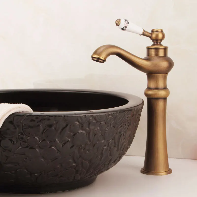 

All Copper Ancient Antique Art Basin Faucet Antique washbasin bathroom sinks Faucet Mixer Taps