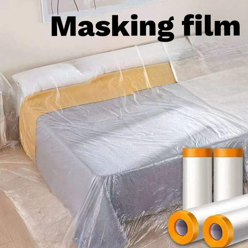 

Protective Pre-Taped Masking Film, Plastic Sheeting for Car Body, Furniture, and Floor Painting Protection