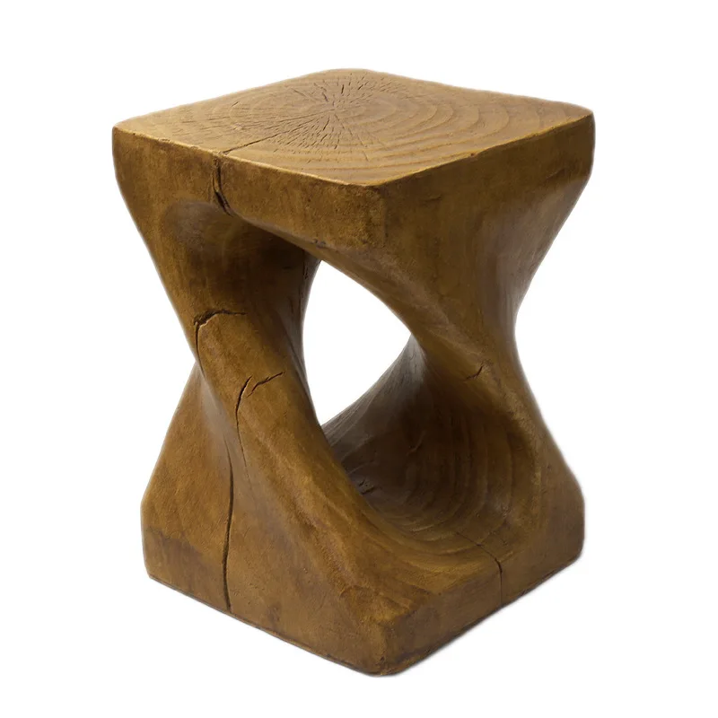 

Medieval style imitation wood grain edge few living room B & B home coffee table balcony flower pot rack coffee shop meeting
