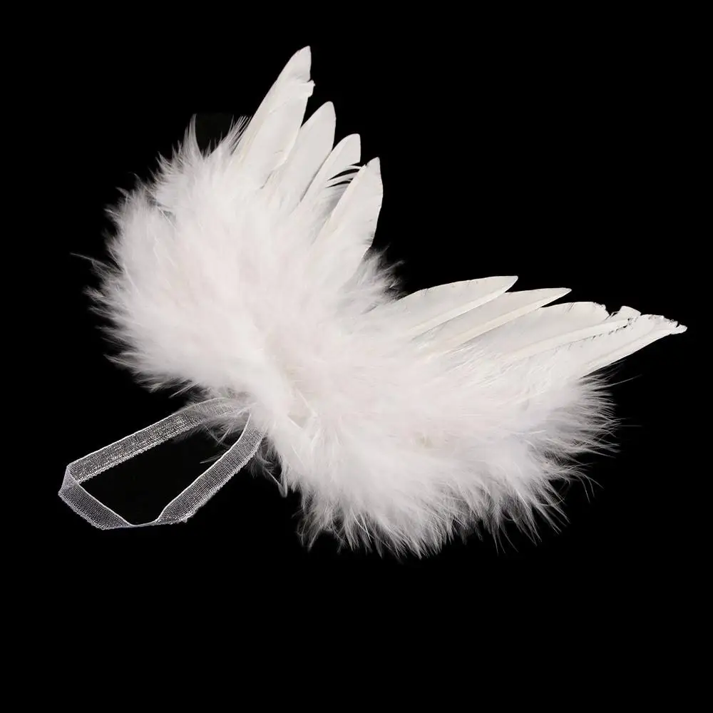 Vintage Chic Wedding White Party Angel Wings Feather Wing Hanging Ornament Christmas Tree Decor