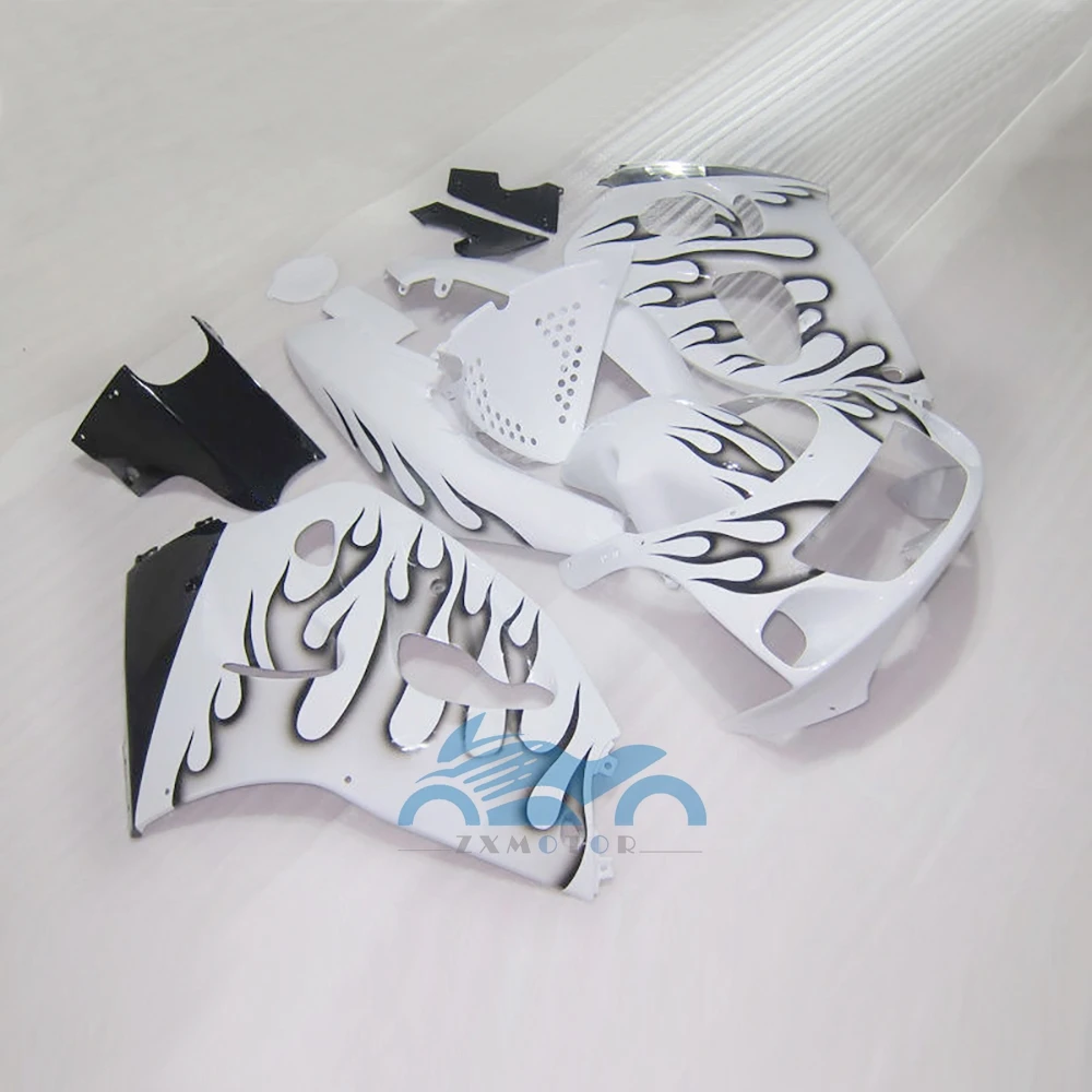 Flame in White Fit for Suzuki GSXR600 750 96 97-00  Fairing GSXR 750 1996 1997-2000 Bodywork Set