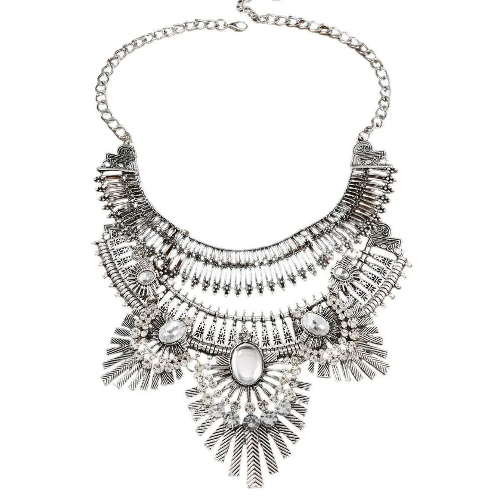 

Vintage Rhinestone Exaggerated Necklace Exquisite Tassel Ethnic Style Jewelry Neck Jewelry Accessories Bohemian Style Necklace