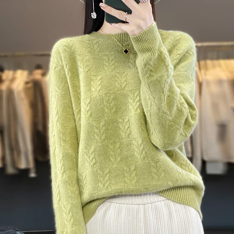 2023 Autumn And Winter O-neck Soft Women Sweaters 100% Wool Knitting Pullovers Long Sleeve Female Fashion Cashmere Jumpers High