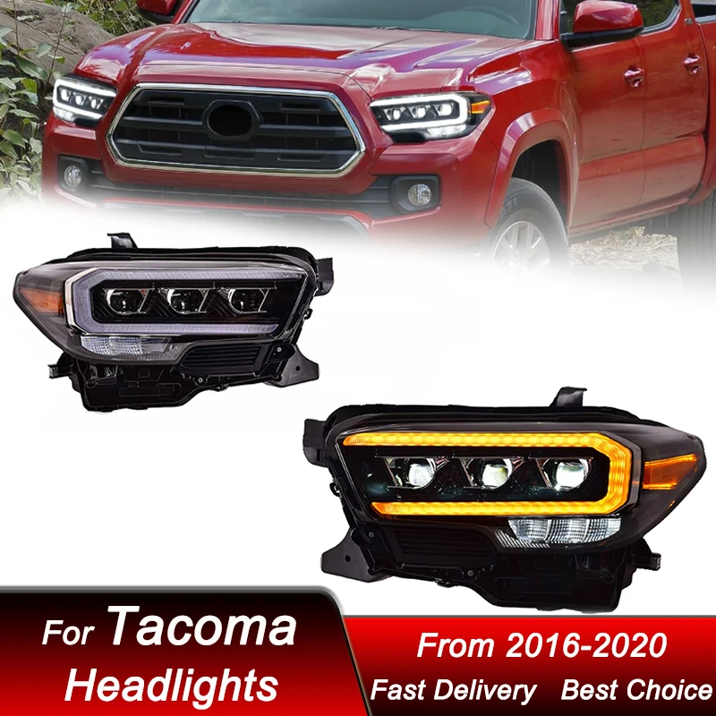

Pop Car Styling Headlights For Toyota Tacoma 2016-2023 LED Headlamp Assembly Upgrade High Configure Projector Lens Accessories K