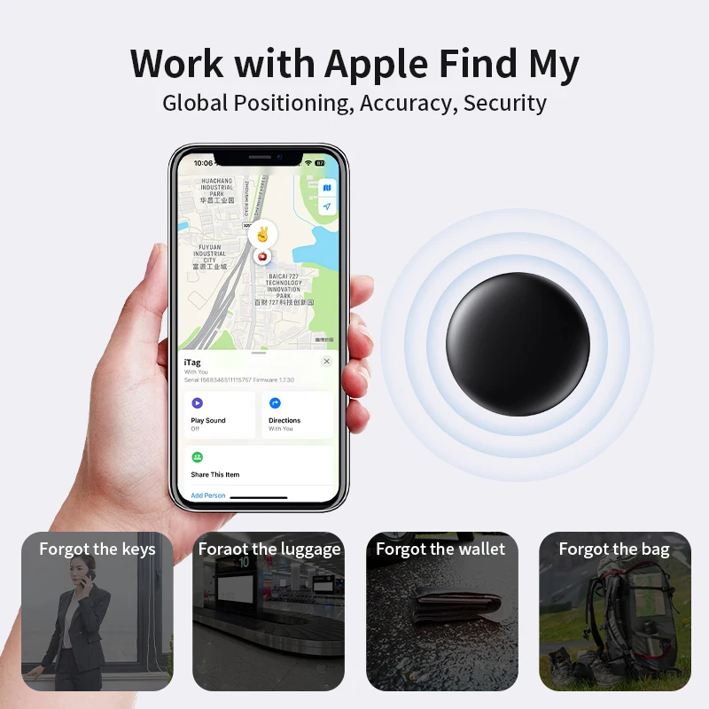 Smart Tag für Apple Airtags Tracker, Find My Apple Bluetooth Tracker GPS mit Tuya Anti Lost Item Locator für Gepäck, Koffer