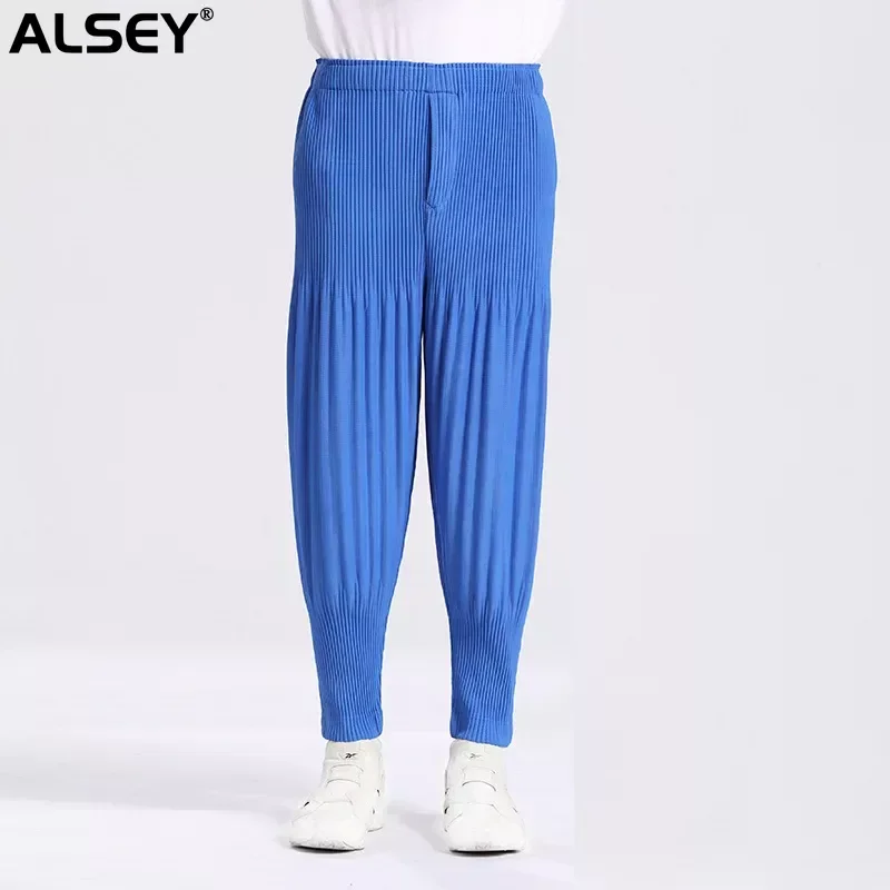 

ALSEY Miyake Pleated Harlequin Pants Fall New Loose Sports Hundred Korean Style Simple Street Shoot Small Leg Lantern Pants