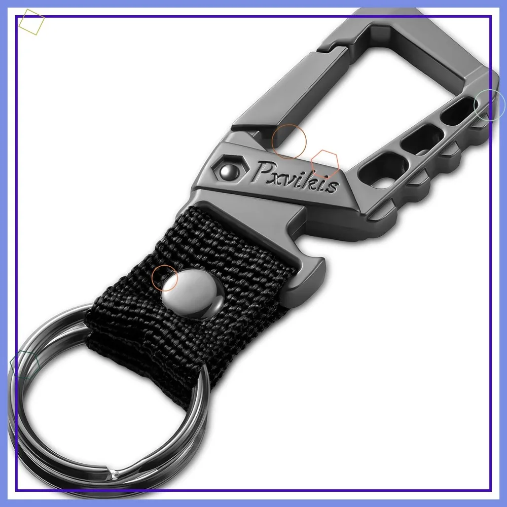 

Heavy Duty Keychain Carabiner with Bottle Opener & Wrist Lanyard, Unisex Metal Key Fob for Men and Women