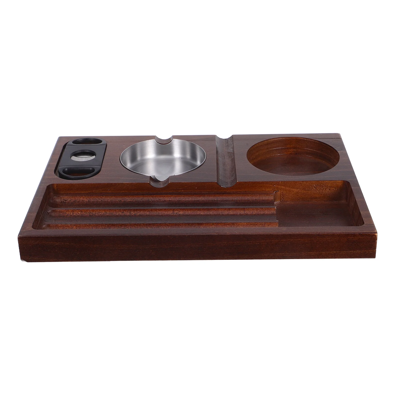 

Sturdy Wooden Ashtray Natural Grain Cigar Holder Secure Clean Home Office Decor Men'S Outdoor