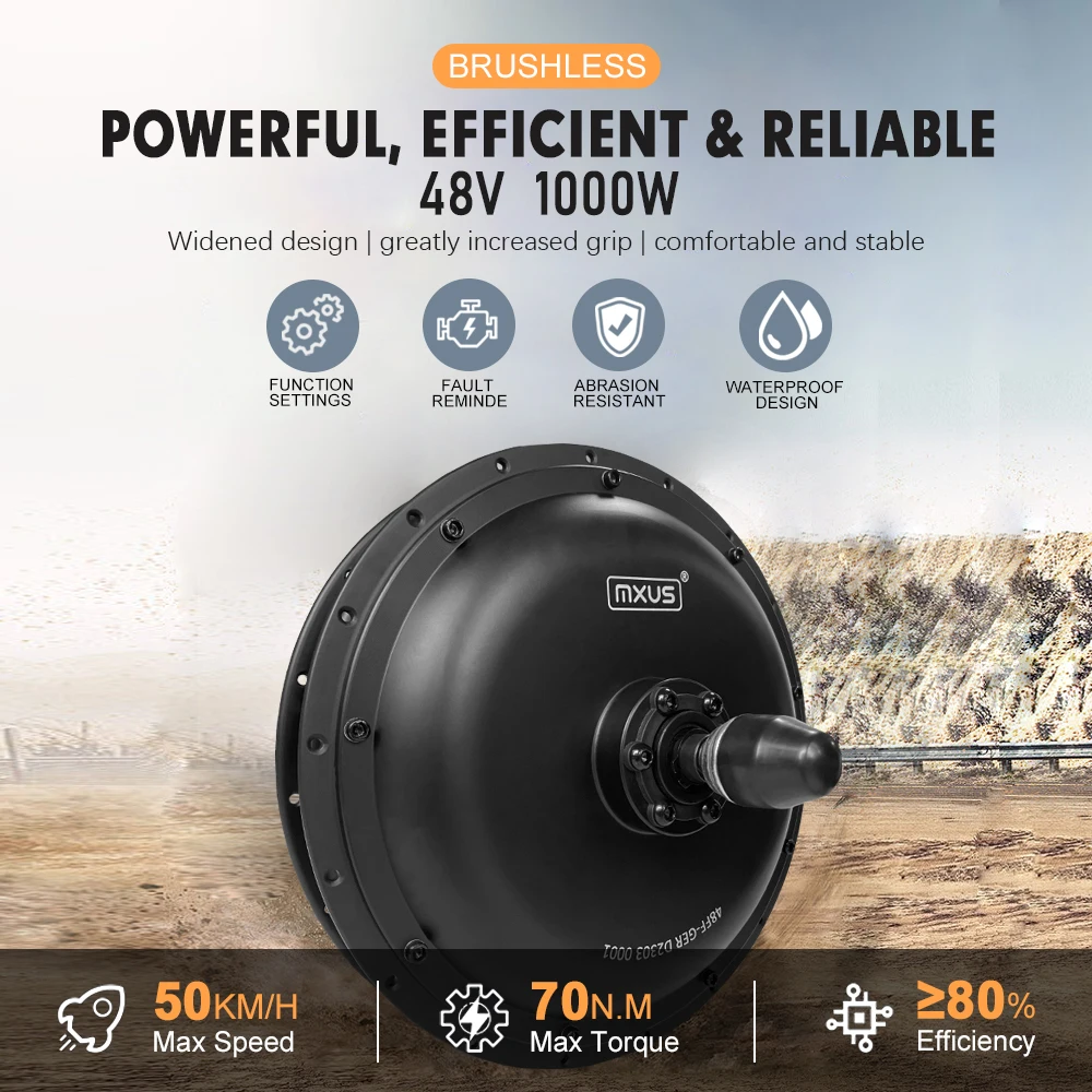 Mountain Bike 36V 48V 1000W 3.0 Tyre Brushless Gearless Front/Rear Hub Motor Wheel for Ebike Conversion Kit 20-28 29inch700C