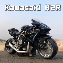 1/12 Kawasaki H2R AGUSTA Motorcycle Model Car Toys Alloy Diecast Q Version Rubber Tires Sound Light Pull Back Toy Gifts for Kids