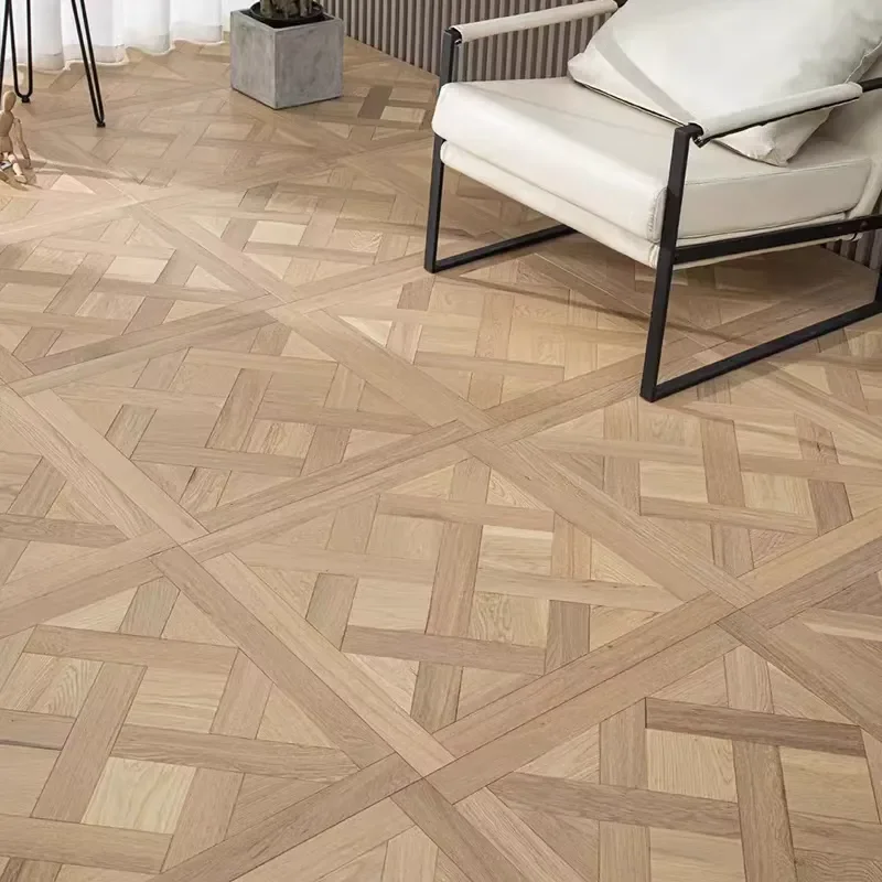 Modern High-End Versailles French Cream Oak Flooring Click-Lock Installation ABCD Surface Grading for Bedroom Application