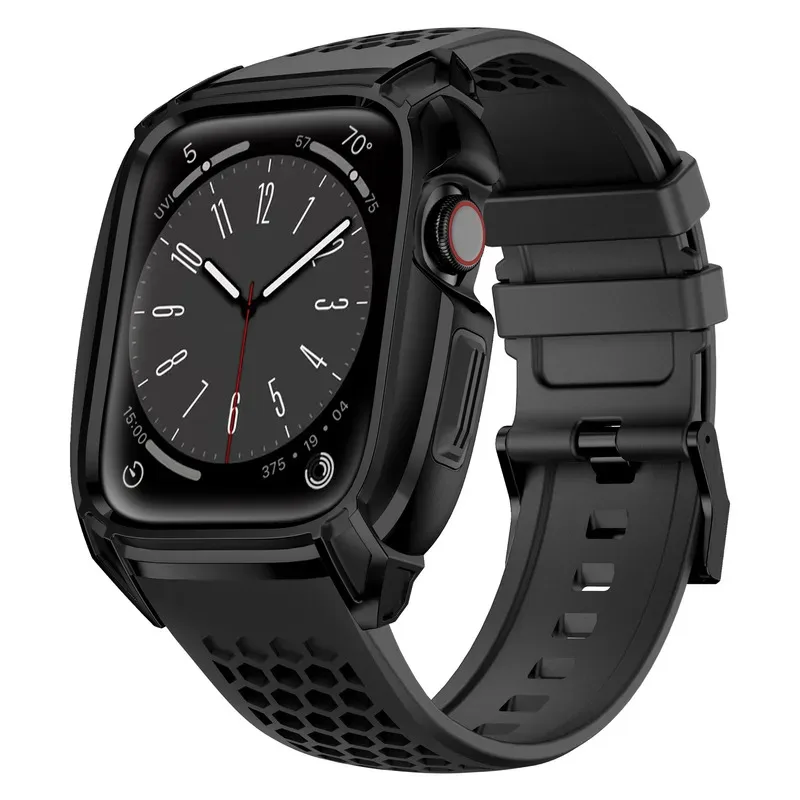 

Комплект модификации корпуса из нержавеющей стали для Apple Watch 8 SE 7 6 5 4, резиновая лента для серии iWatch, 44 мм, 45 мм, браслет, модифицированный своими руками