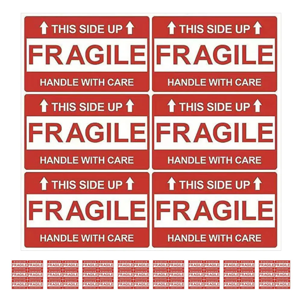 

8 Sheets Removable Fragile Labels Stickers for Shipping Coated Paper Tape Packing Boxes