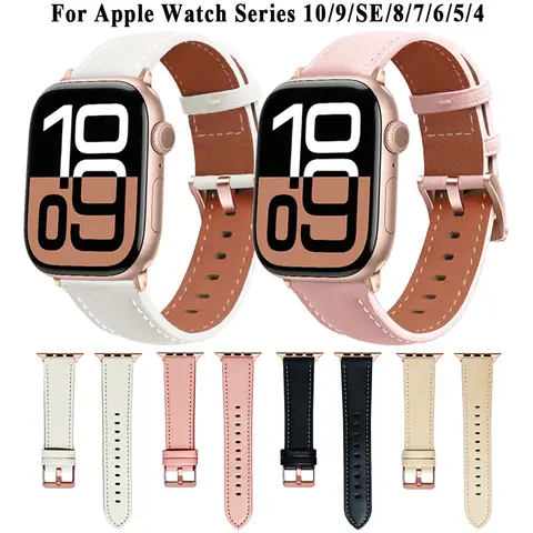 Apple Watch 시리즈 10 용 합성 가죽 여성용 스트랩 밴드 팔찌 42mm 9 8 7 41mm 6 5 4 40mm SE 40mm 손목 밴드 시계 밴드 Best5