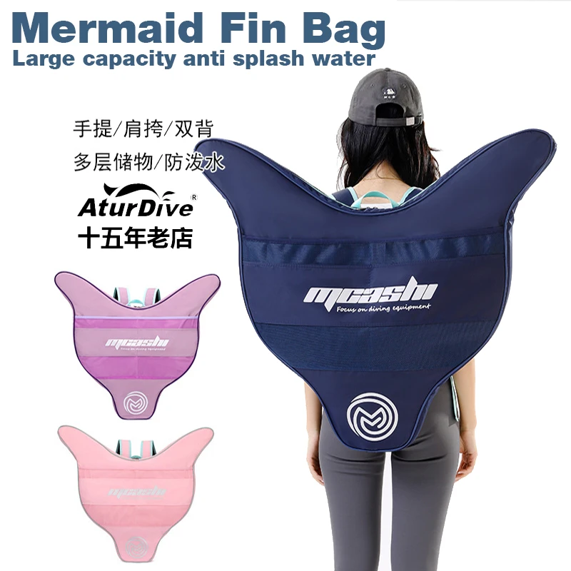 Large size mermaid webbed bag Australian mahina single webbed backpack fish webbed fish tail bag diving and diving equipment bag