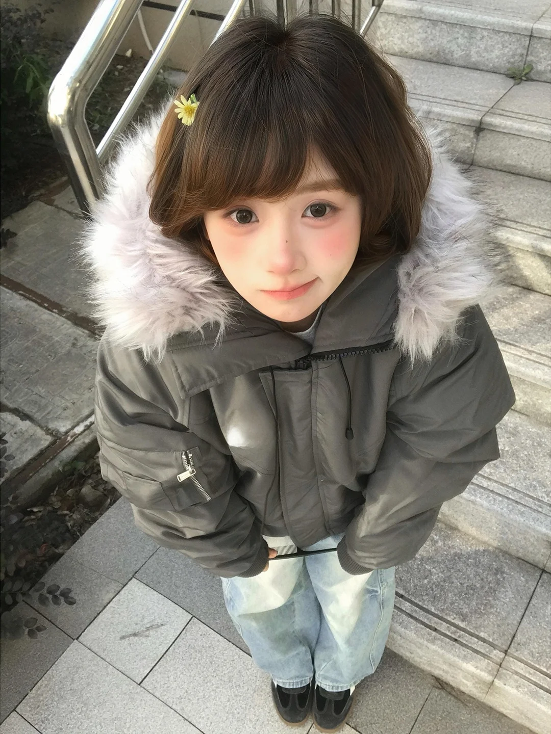 

ay Parka down Cotton Jaet Women Winter Thiened Large Fur Collar Hooded Cotton Coat American Workwear ort Cotton Coat