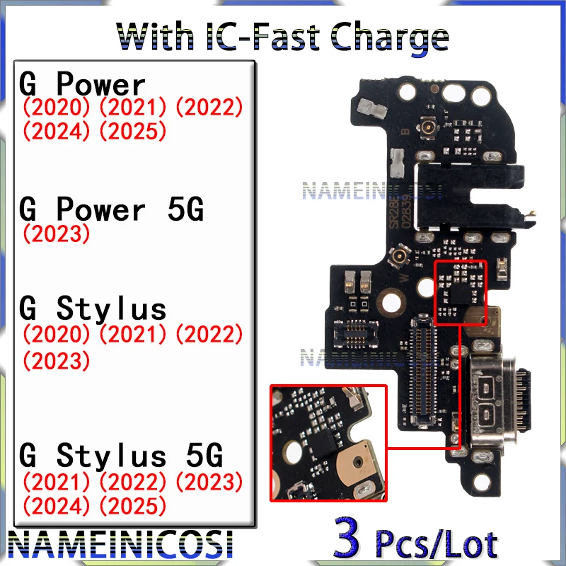 

3 Pcs Usb Dock Charger for Motorola Moto G Power Stylus 5G 2021 2022 2023 2024 2025 Charging Board Module Flex Connector Ports