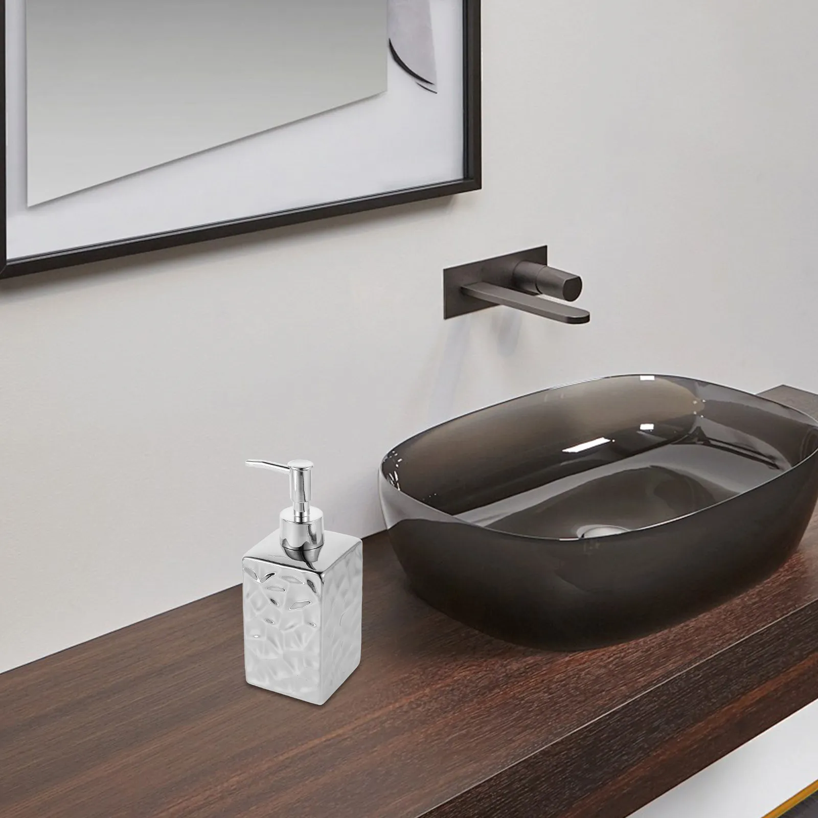 

Диспенсер для ванной комнаты 380 мл, квадратный, изящный, многоразовый, с металлическим насосом, для отелей, спа-салонов, домашнего использования, для жидкого мыла, шампуня, кондиционера, лосьона для тела