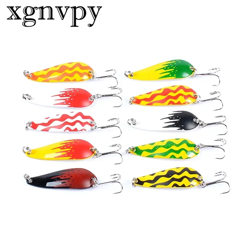 xgnvpy Luya Bait Spray Paint Spoon Glitter 4.2cm 5.7g Metal Warping Bass Sea Fishing Snakehead Lure