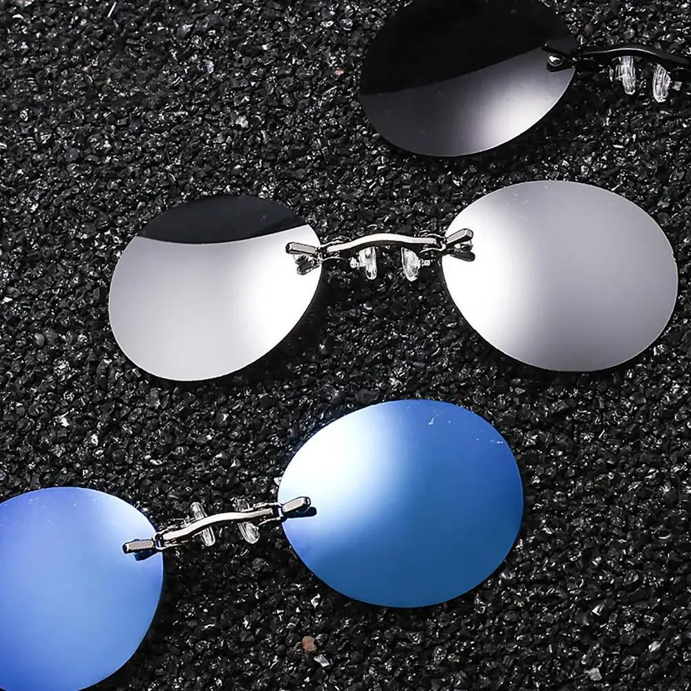 1pc Clip On Nose Glasses Round Rimless Matrix Morpheus Sunglasses Mini Frameless Vintage Men Eyeglasses