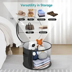 Non-woven Storage Bucket Portable Zipper Handle Travel Storage Box Clothes Hat Storage Bag Foldable Round Brim Hat Storage Bag