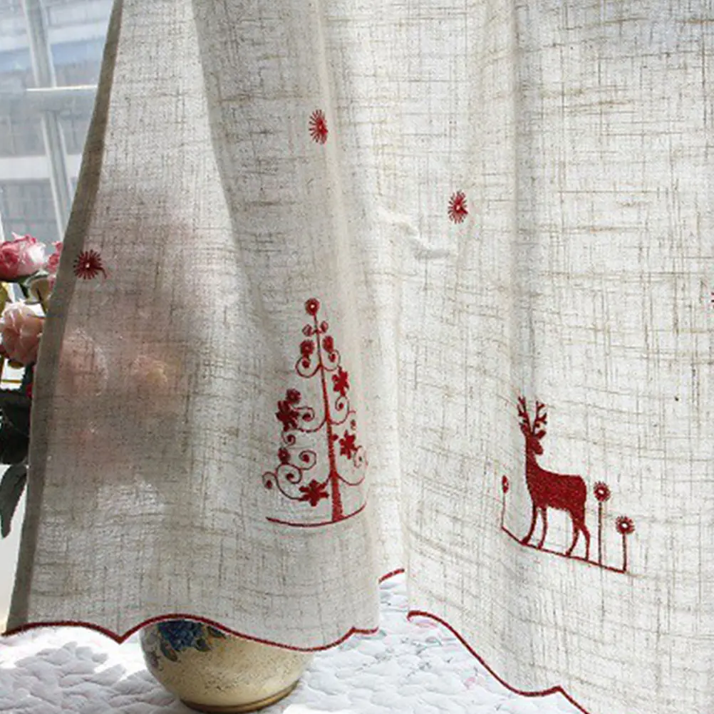 

Christmas Half Elk Coffee Door Christmas Half Curtains Home Kitchen Curtains Office Hotel Decoration Shading Function