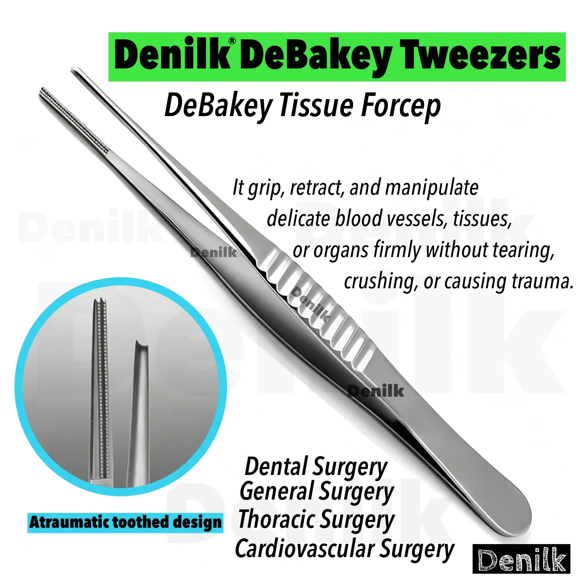 

1Pcs Debakey Forceps Atraumatic Tissue Forceps Debakey Surgical Tweezers